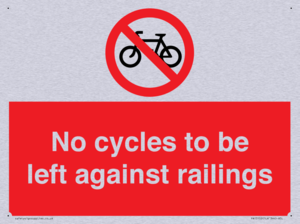 No cycles to be left against railings